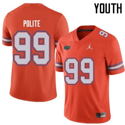 Youth Florida Gators #99 Jachai Polite NCAA Jordan Brand Orange Authentic Stitched College Football Jersey VGN3262IY